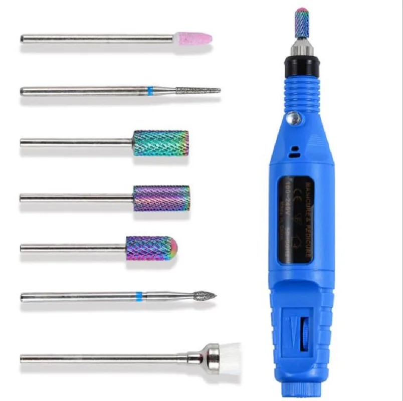 7 шт./компл. сверла для ногтей вращающийся Бур резцы для фрезы для маникюра педикюра инструмент Электрическая для маникюра ногтей дрель аксессуары