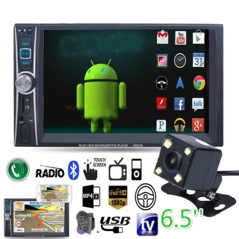 

6.5" Double 2 Din In Dash Car Stereo Radio MP5 MP3 Player Bluetooth Autoradio FM/USB + Camera