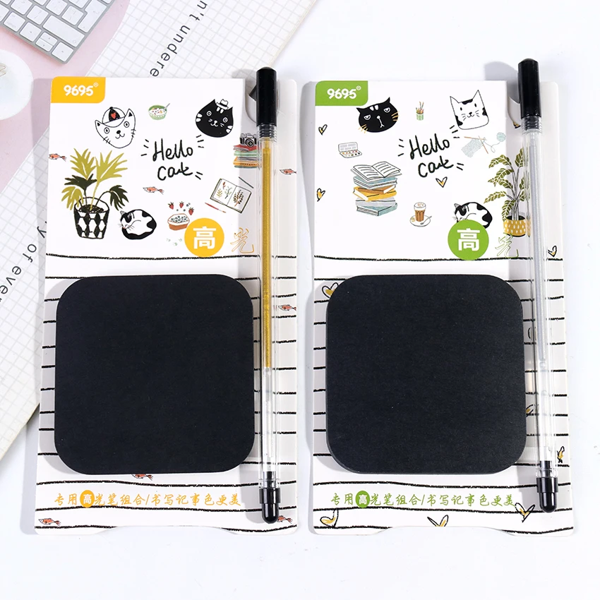 50 Sheets Black Paper Memo Pads Highlighter Pen Set Message Counting N Times Sticky Paper Plan Student Stationery