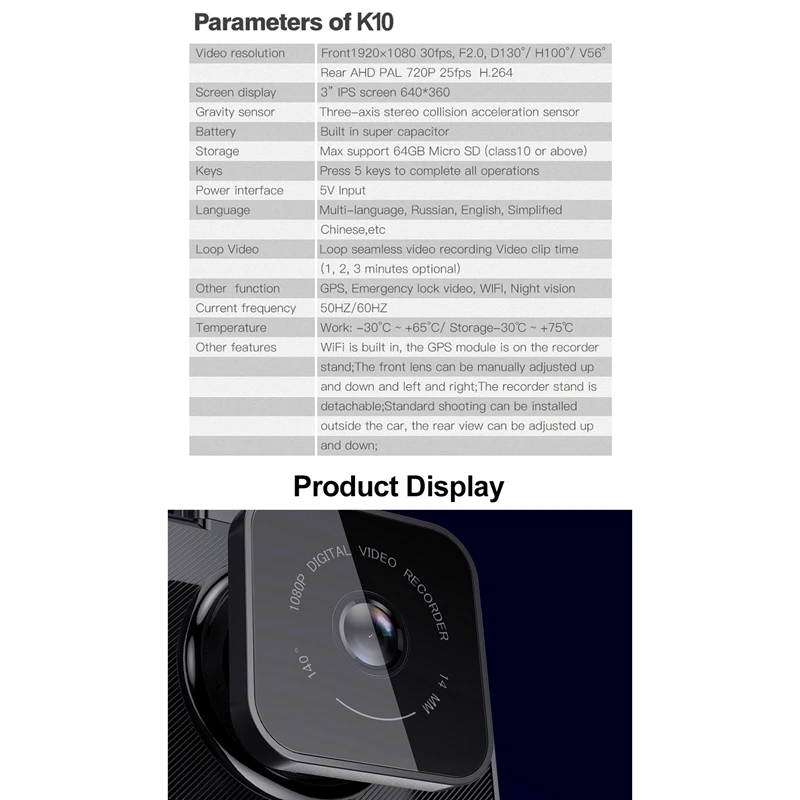 D330-GD Auto DVR Kamera WIFI Geschwindigkeit N GPS Koordinaten 1080P HD Nachtsicht Dash Cam 170 Gra