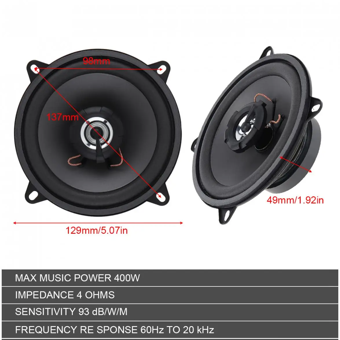 5 Inch 400W 2-Way Subwoofer Car Speakers Universal Vehicle Door Auto Audio Music Stereo Full Range Frequency HIFI Speakers car subwoofer speakers