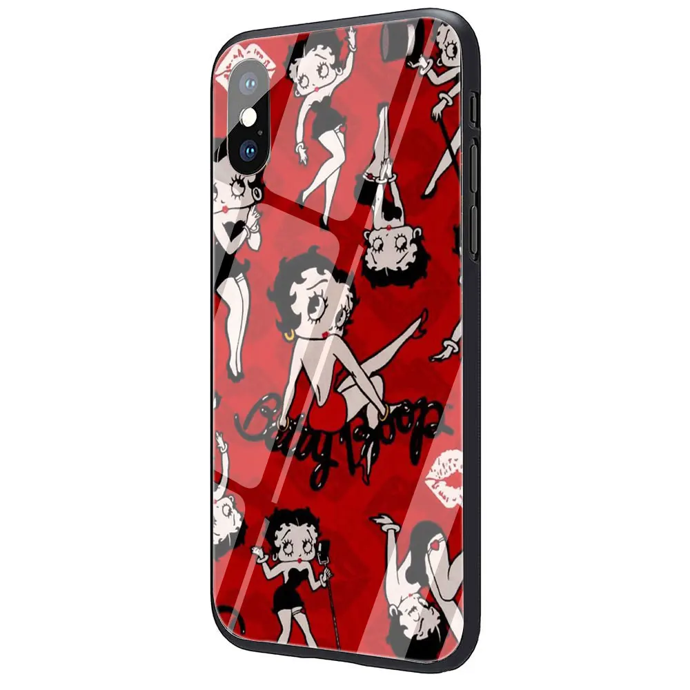 EWAU Betty Boop чехол из закаленного стекла для телефона для iphone 5 5s SE 6 6s 7 8 plus X XR XS 11 pro Max - Цвет: G4