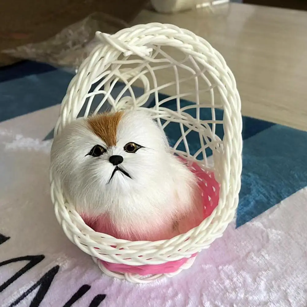 

Симпатичная плюшевая кукла-кошка, котенок, Настольная игрушка, фигурка с подвесной корзиной