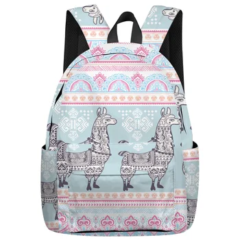 

Animal Cartoon Alpaca Ethnic Style Backpack College Students Laptop Backpack Book Bag Casual School Bag