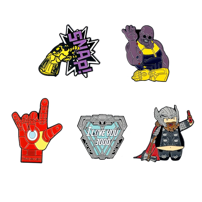 Модные забавные Thanos Infinity Gauntlet Железный человек I Love U 3000 металлическая Глянцевая заколка и броши фильм ювелирные изделия для нагрудного значка