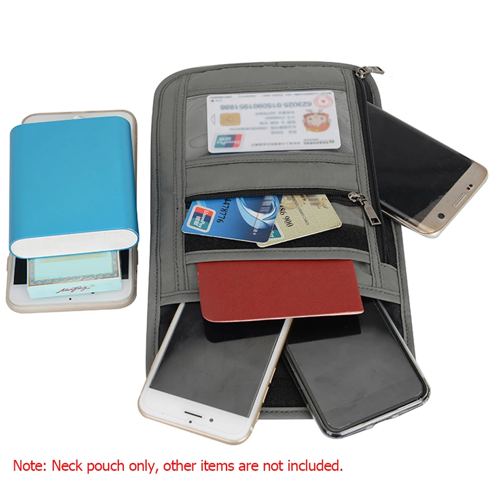 Lixada Colorful Neck Pouch Wallet with RFID Blocking Passport Holder Document Organizer Card Key Bag for Men Women
