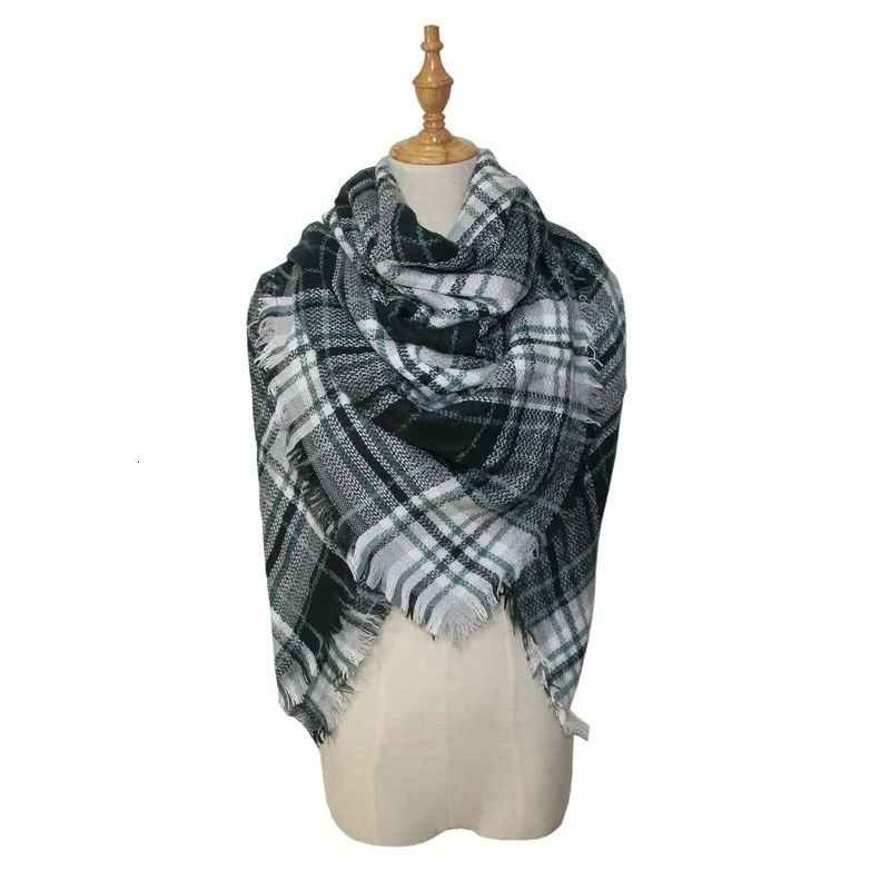 Зимний женский кашемировый шарф-платок классический клетчатый платок плед пончо бандана палантины треугольные пашмины шарф для женщин