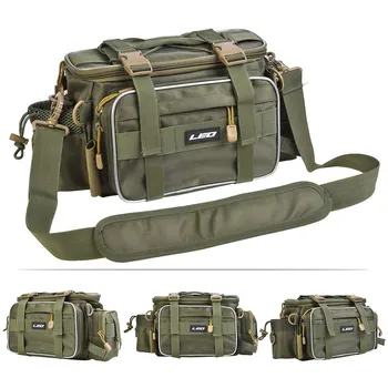 

Fishing Tackle Bag Shoulder Bag Waist Pack Fishing Lures Tackle Gear Utility Storage Bag with 2 Fishing Tackle Box Utility Case