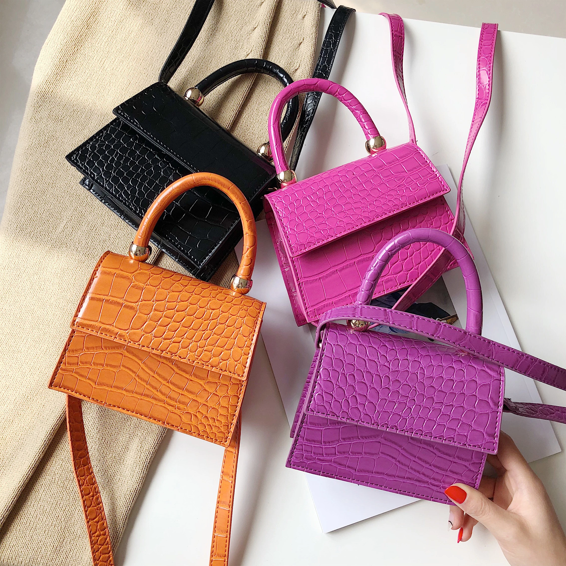 

Fashion Women's Stone Mini Small Square Hand Bag Crossbody for Women 2020 High Quality PU Leather Shoulder Messenger Bag Purse