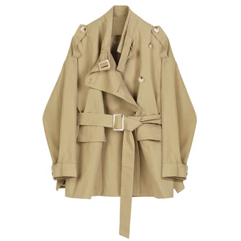 

Casual Trench coat for women Fashion Single Breasted Long Trench Solid color Loose Windbreaker 2019 Autumn Lady Outerwear