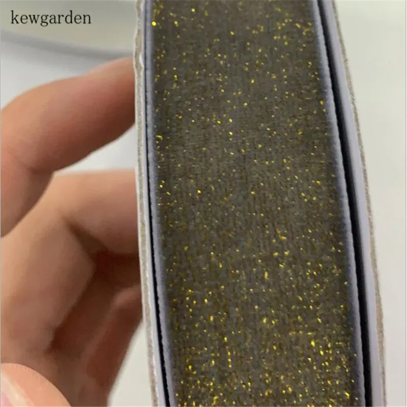 Kewgarden " 25 мм блестящие флокированные ленты вручную изготовленная лента DIY бантик для волос аксессуары атласная тканевая лента для упаковки 10 ярдов - Цвет: Серый