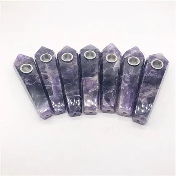 

Drop Shipping Natural dream Amethyst Crystal Smoking Pipe + strainer quartz stone healing wand Free Shipping