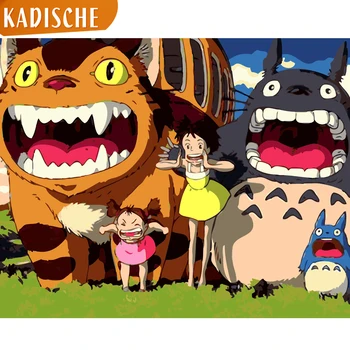 

KADISCHE Painting By Numbers Scenery DIY Oil Coloring By Numbers Totoro Canvas Paint Art Pictures Home Decor