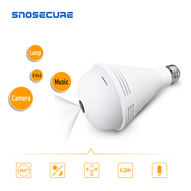 SNOSECURE 1080P WiFi датчик светильник ности монитор E27 лампа Bluetooth музыкальная с дистанционным мониторингом IP камеры