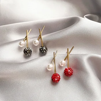 

2019 New Arrival Crystal Classic Round Women Dangle Earrings Crisscross Crystal Pearl Earrings