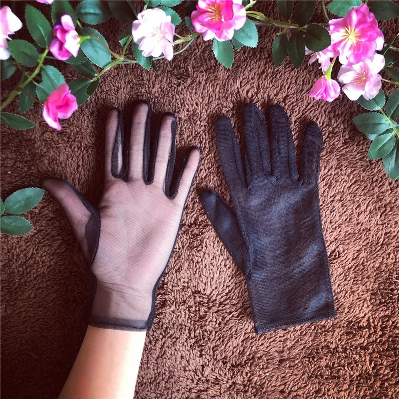 Новые черные прозрачные короткие перчатки «сделай сам» Свадебные перчатки Вечерние перчатки