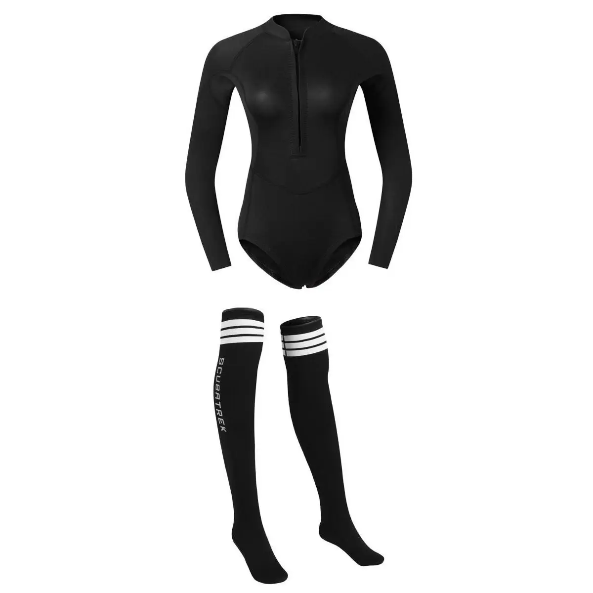 Breathable Women Diving Wetsuit Dive Suit Jacket Briefs & Non-Slip Fin Socks for Swimming Surfing Sailing Kayaking