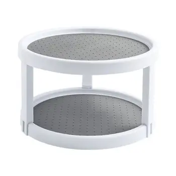 

360°Rotating Spice Storage Rack Tray Double Layer Turntable Jar Organizer Shelf 667A