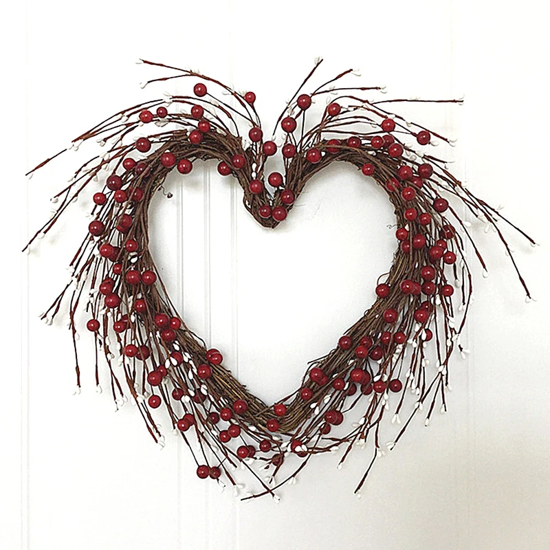 

2019 Rustic Red Berris Pip Berries Heart Christmas Door Decor Rustic Home Decor Wreath Door Wreath