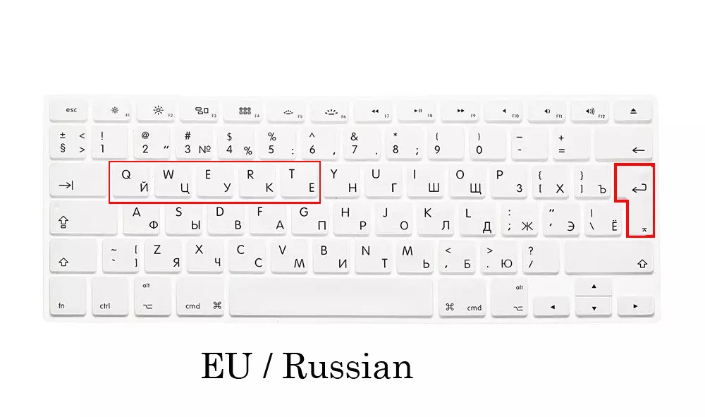 Чехол для клавиатуры с русским языком для Macbook Air 13, чехол для русской клавиатуры A1466, водонепроницаемая Защитная пленка для клавиатуры - Цвет: EU-White