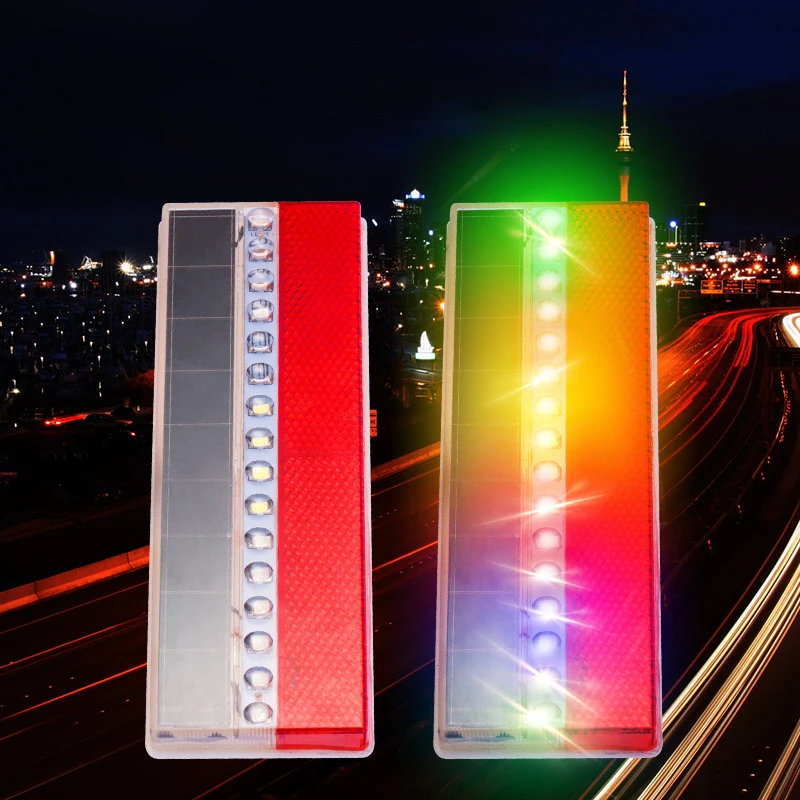 Intelligent Sensor LED Solar Energy Truck Side Lights Truck Brake Light Rear Lights LED Flashlight Signal Light Lamp Road Constr