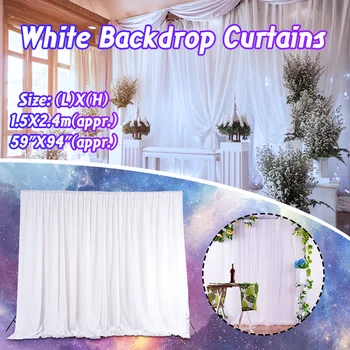 

White Sheer Silk Cloth Drapes Panels Hanging Curtains Photo Backdrop Wedding Party Events DIY Decoration Textiles 2.4x1.5M