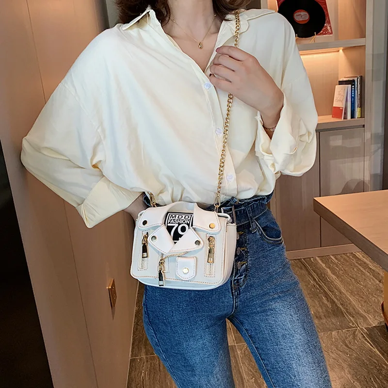 

Fashion Motorcycle Bags Luxury Jacket Shape Shoulder Messenger Bag PU Leather Luxury Handbag Shoulder Bags Oblique Bag