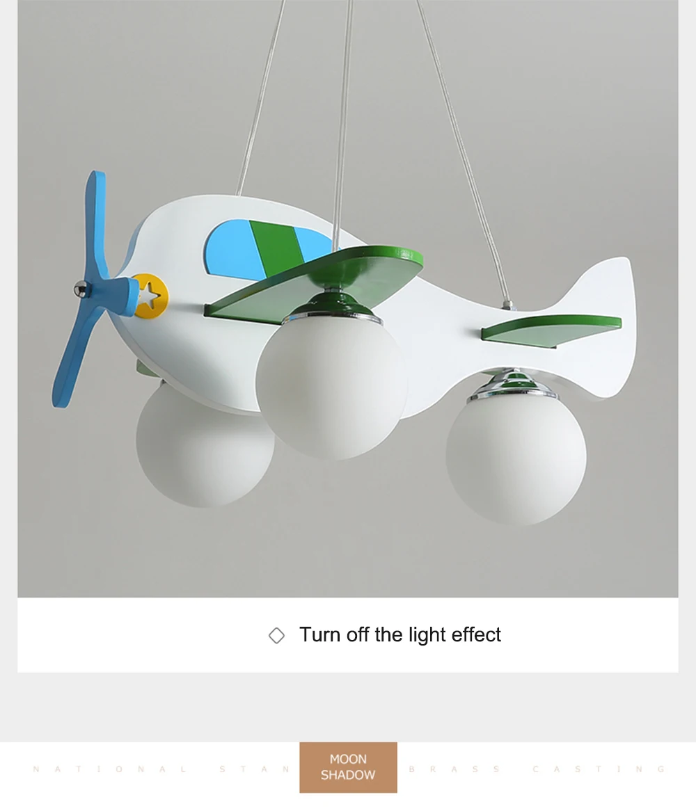 Aeronaves de Madeira Sótão dos Desenhos Proteção para os Olhos Lustre Moderno Nordic Criativo Branco 3 Cabeça Quarto Animados Decorativos Luzes E27 5 e27 branco 3 cabeça quarto sótão dos