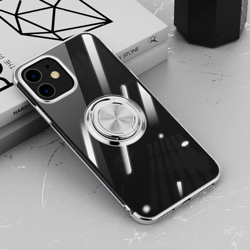 apple 13 pro max case Plating Transparent Magnetic Case For iPhone 13 12 11 Pro Max XS XR X 7 8 Plus 13Pro Shell Silicone Cover With Ring Holder Stand iphone 13 pro max case