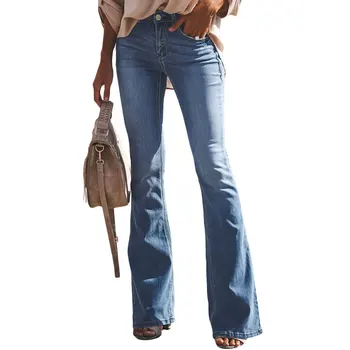 

2020 Plus Size Mid-Waist Flare Mom Jeans Boyfriend Jeans For Women Skinny Jeans Woman Wide Leg Pants Ladies Denim Trousers