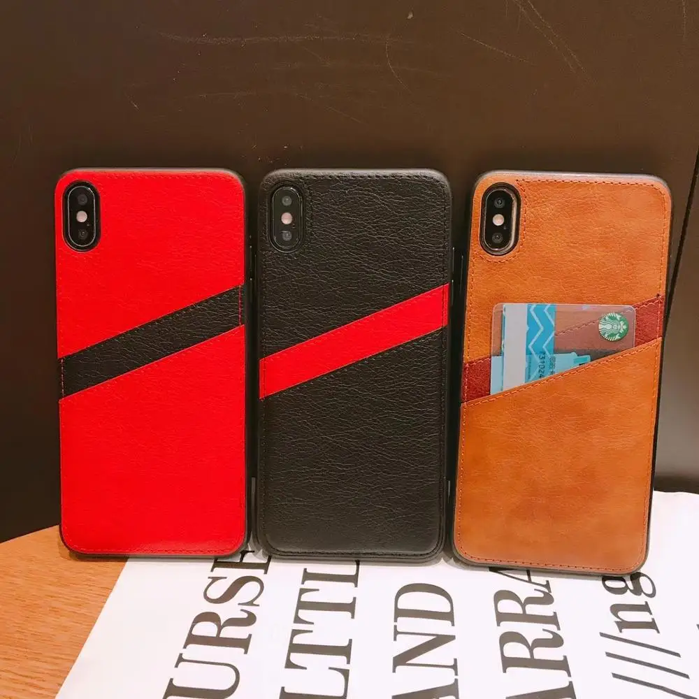 Винтажный кожаный чехол для кредитных карт для iPhone X XS Max XR, Жесткий Чехол-кошелек для iPhone 8 7 6 6S Plus Capa Hoesjes Hull