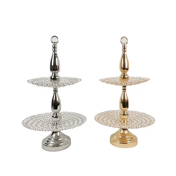 

2 tiers cupcake stand gold color silver crystal cake tools