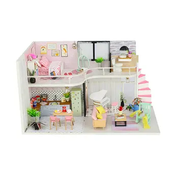 

Dream Childhood Mini-house Anna's Pink Melody Wooden Hut Villa Assembly Model Exquisite Gift Kid Birthday Girl Gift