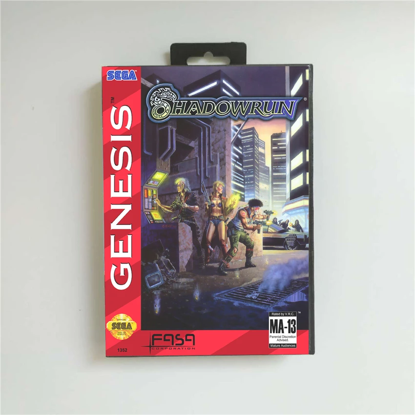 

Shadowrun - USA Cover With Retail Box 16 Bit MD Game Card for Sega Megadrive Genesis Video Game Console