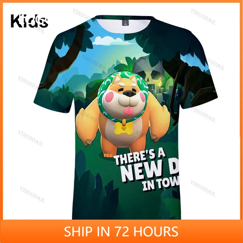 

Leon Shooter Kids T-shirt Leon Shooting Game Spike 3D Tshirt Tops Boys Girls Brawlings Cartoon Star Shirt Tops Teen Clothes