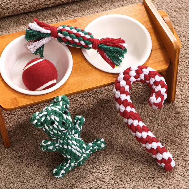 4 шт. праздничное домашнее животное собачья Веревка игрушки-Жвачки интерактивный питомец играть обучение Рождественский подарок для собак домашних животных