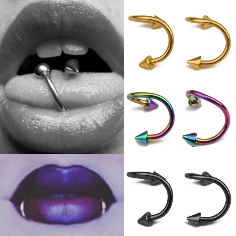 

6pcs/lot Stainless Steel S Style Spike Labret Lips Rings Tongue Eyebrow Earring Nose Ring Closure Nipple Body Piercing Jewelry
