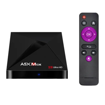 

A5X MAX TV BOX Android 9.0 4GB+32GB RK3318 4K BT 4.1 2.4G WiFi 100M Lan Smart Media Player HD2.0 OTT TV BOX(US Plug)