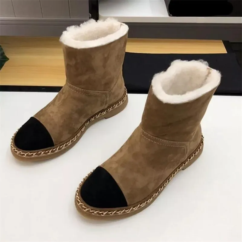 Зимние ботинки; женская зимняя обувь; Разноцветные ботильоны; Botas Mujer; ; теплые ботинки на меху с цепочкой; женская обувь;