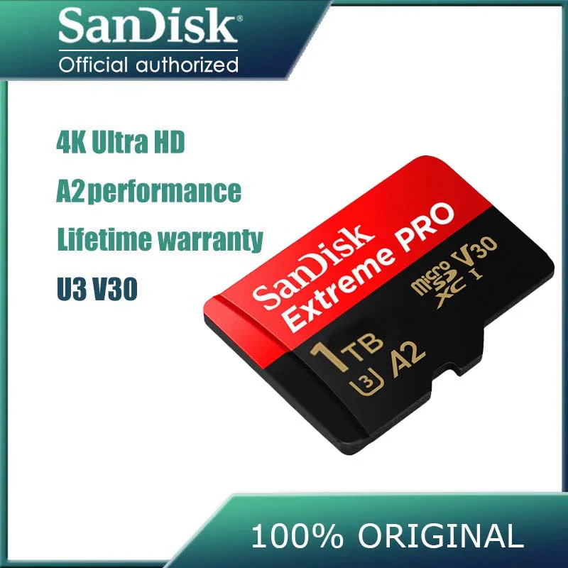Карты памяти SanDisk Extreme Pro Micro SD карта 32 ГБ 64 128 256 1 ТБ UHS I C10 U3 V30 A2 A1 TF флеш для Камера