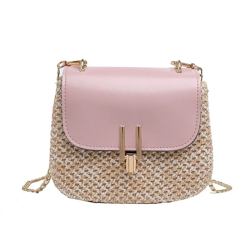 zb12 pink Модная дешевая цена Mulit стиль соломы+ pu сумка сумки женская летняя плетеная Сумка из ротанга ручной работы тканая пляжная круглая Богемская сумочка - Цвет: zb12 pink