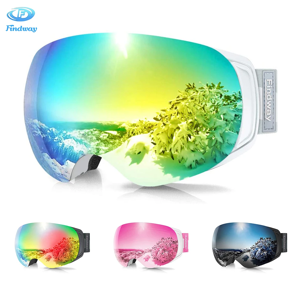 Skiing Snowboard Goggles Ski Goggles Womens with Frameless Interchangeable Lens 