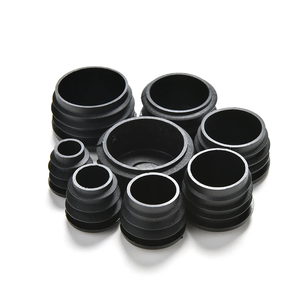 10Pcs/lot New Plastic Furniture Leg Plug Black Round Steel Pipe Tube Blanking End Caps Insert Plugs16-35mm decorative dust cover