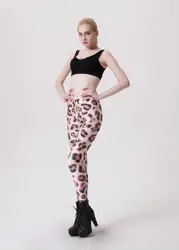 Спортивные брюки цифровой с высокой талией с принтом леопардовой моды