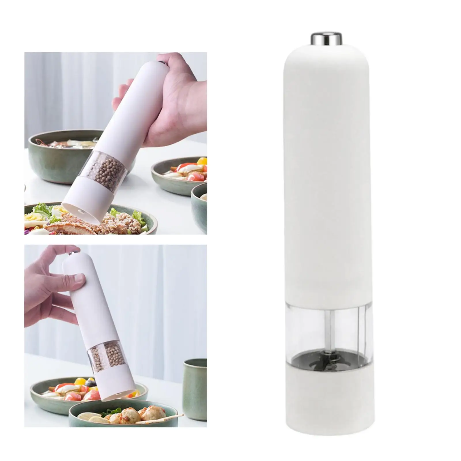 Automatic Plastic Electric Salt and Pepper Mill Grinder Shaker 22.5x5.3cm for Herb Spice Peppercorn