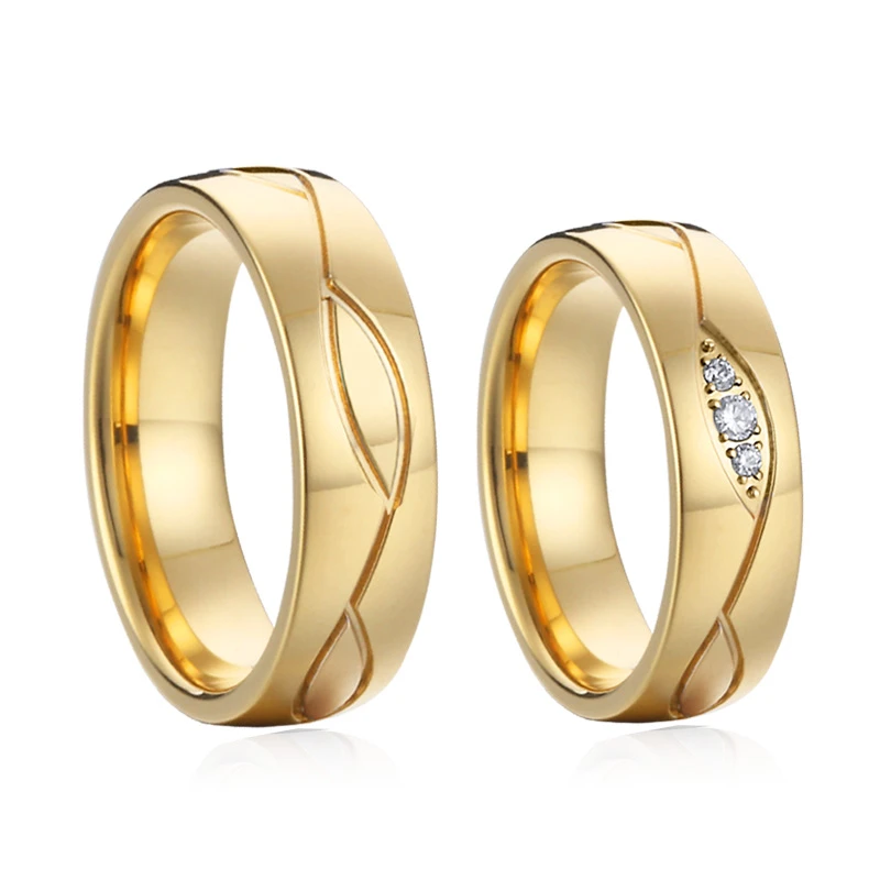 Anillos de boda chapados en oro de 18k para hombre y mujer, joyería de boda, - AliExpress