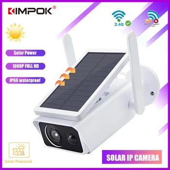 

KIMPOK Solar Powered wireless surveillance camera panel Rechargeable Battery 1080P Full HD Indoor Security WiFi IP Camera