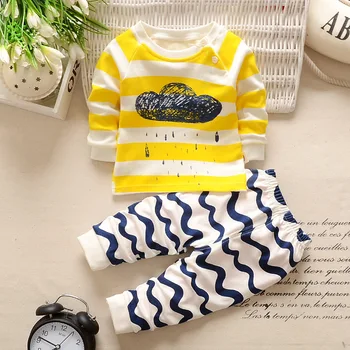 

Children's Shoulder Button Underwear Set Spring and Autumn Models Cotton Long-sleeved Two-piece Boy and Girl Toddler Clothing