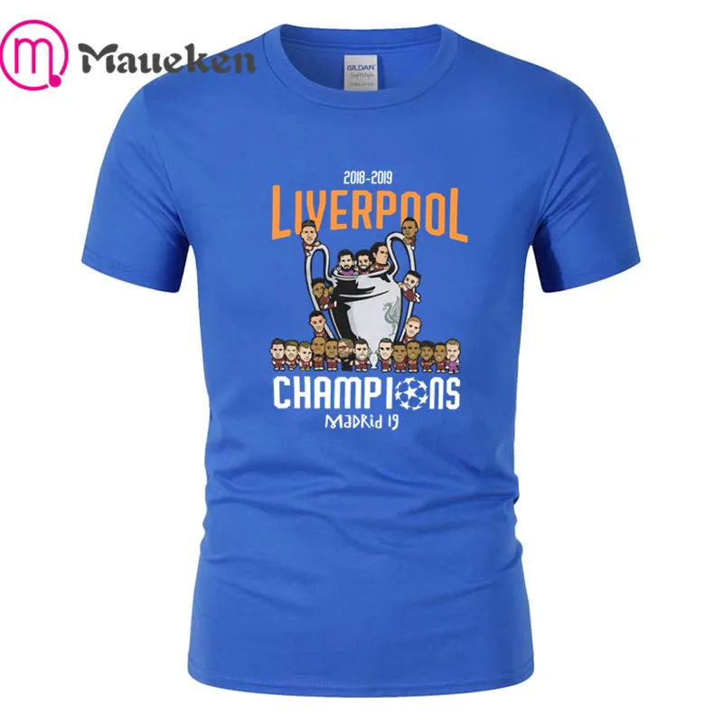 16 Ливерпуль мультфильм чемпионы Мадрид Мужская 6th mo salah klopp грива Футболка короткий рукав хлопок футболки для поклонников подарок - Цвет: 16