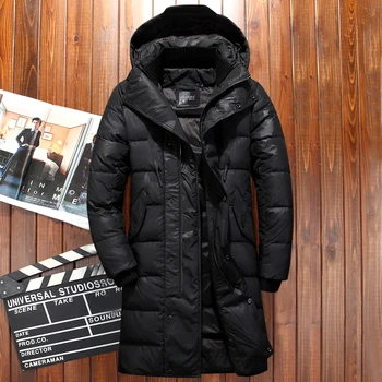 

Hooded Long Winter Duck Down Parkas Men Casual Black Outwear Down Jackets Male Thick Down Coat Fashion Puffer Jacket